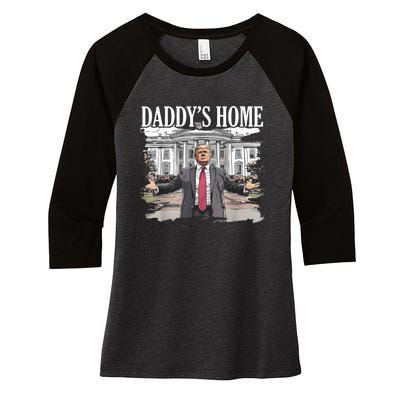 Trump Daddys Home White House 2024 Women's Tri-Blend 3/4-Sleeve Raglan Shirt