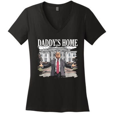 Trump Daddys Home White House 2024 Women's V-Neck T-Shirt