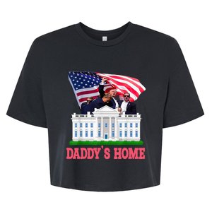 Trump DaddyS Home Bye Joe Biden Drops Out Run For Election Bella+Canvas Jersey Crop Tee