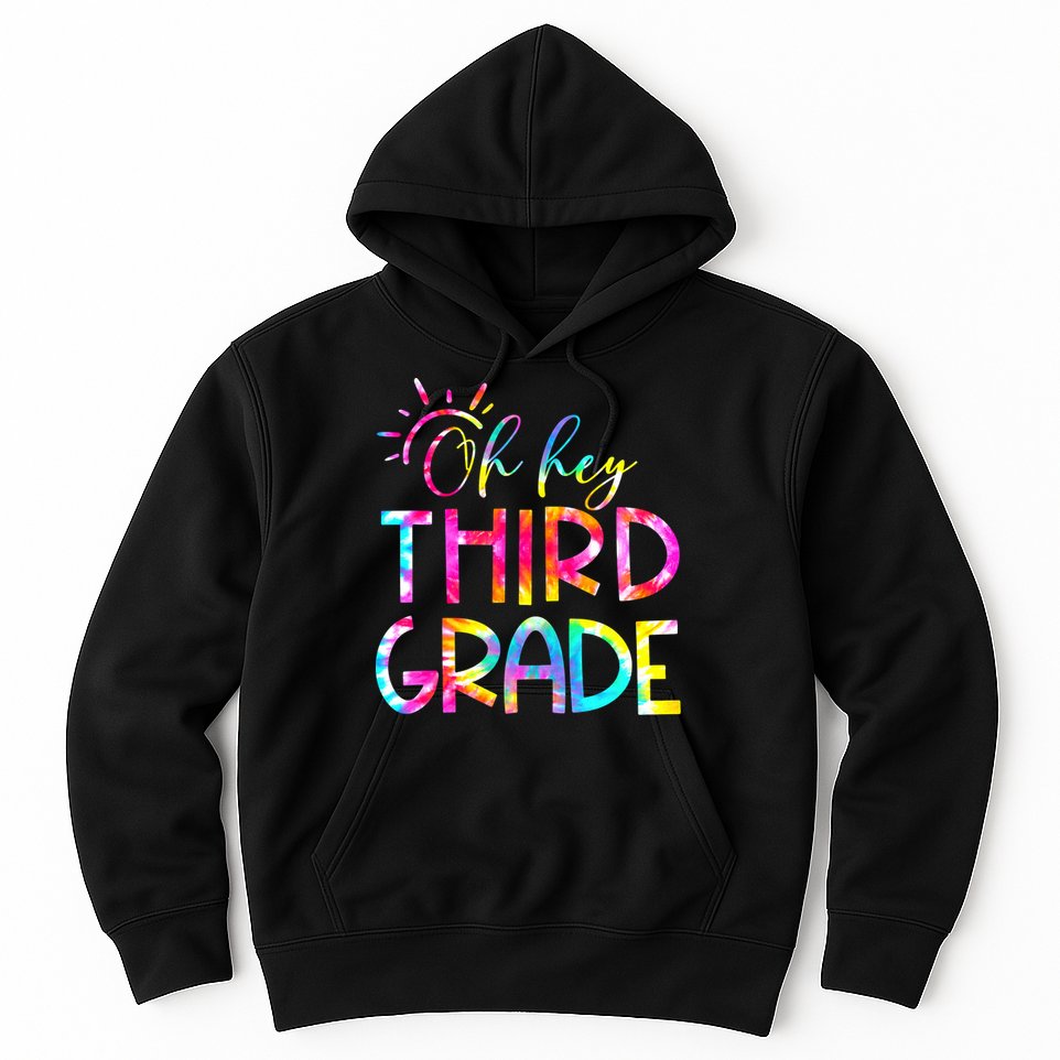 Tie Dye Hello 3rd Third Grade Teacher Student Back To School Hoodie
