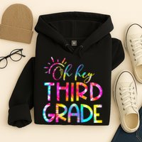 Tie Dye Hello 3rd Third Grade Teacher Student Back To School Hoodie