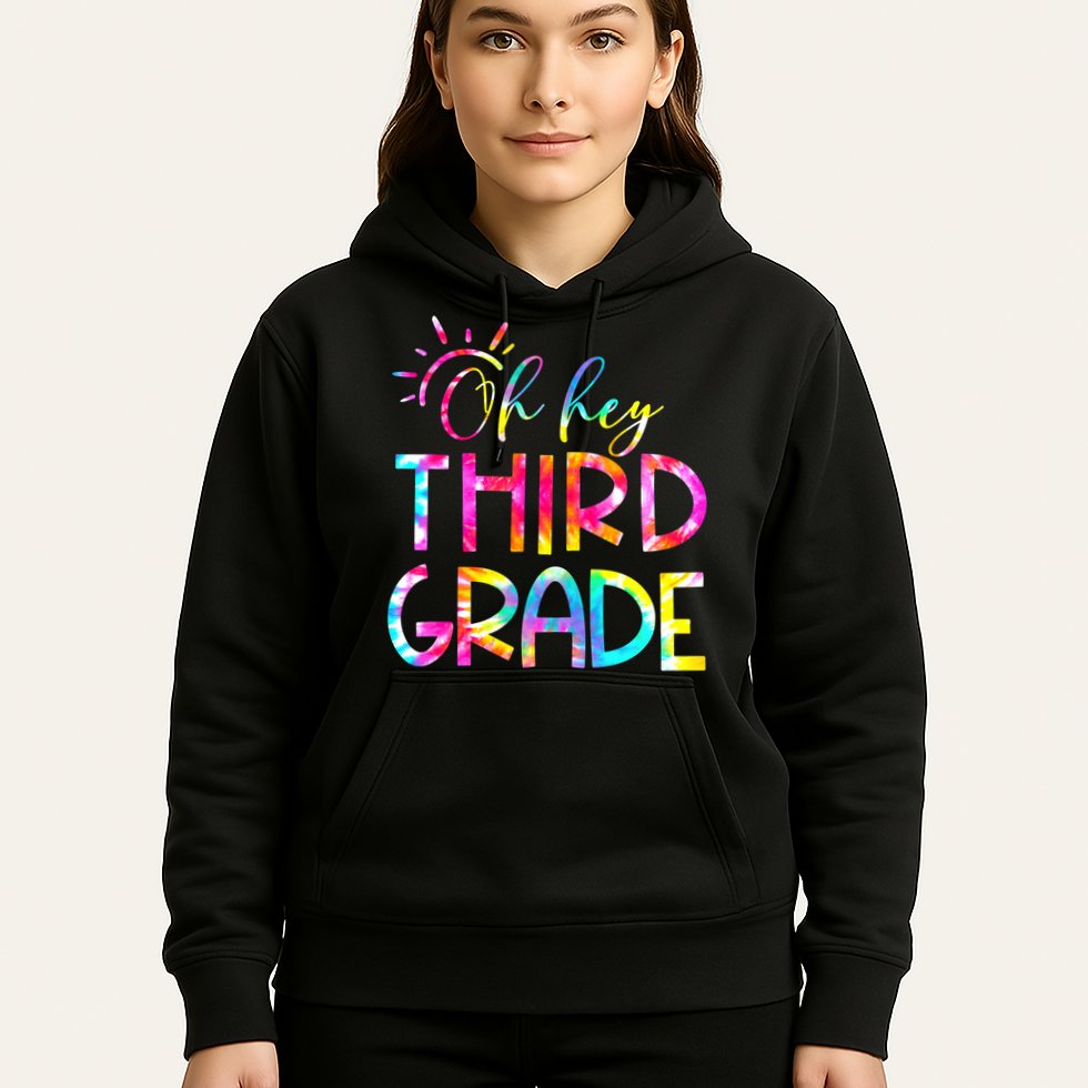 Tie Dye Hello 3rd Third Grade Teacher Student Back To School Hoodie