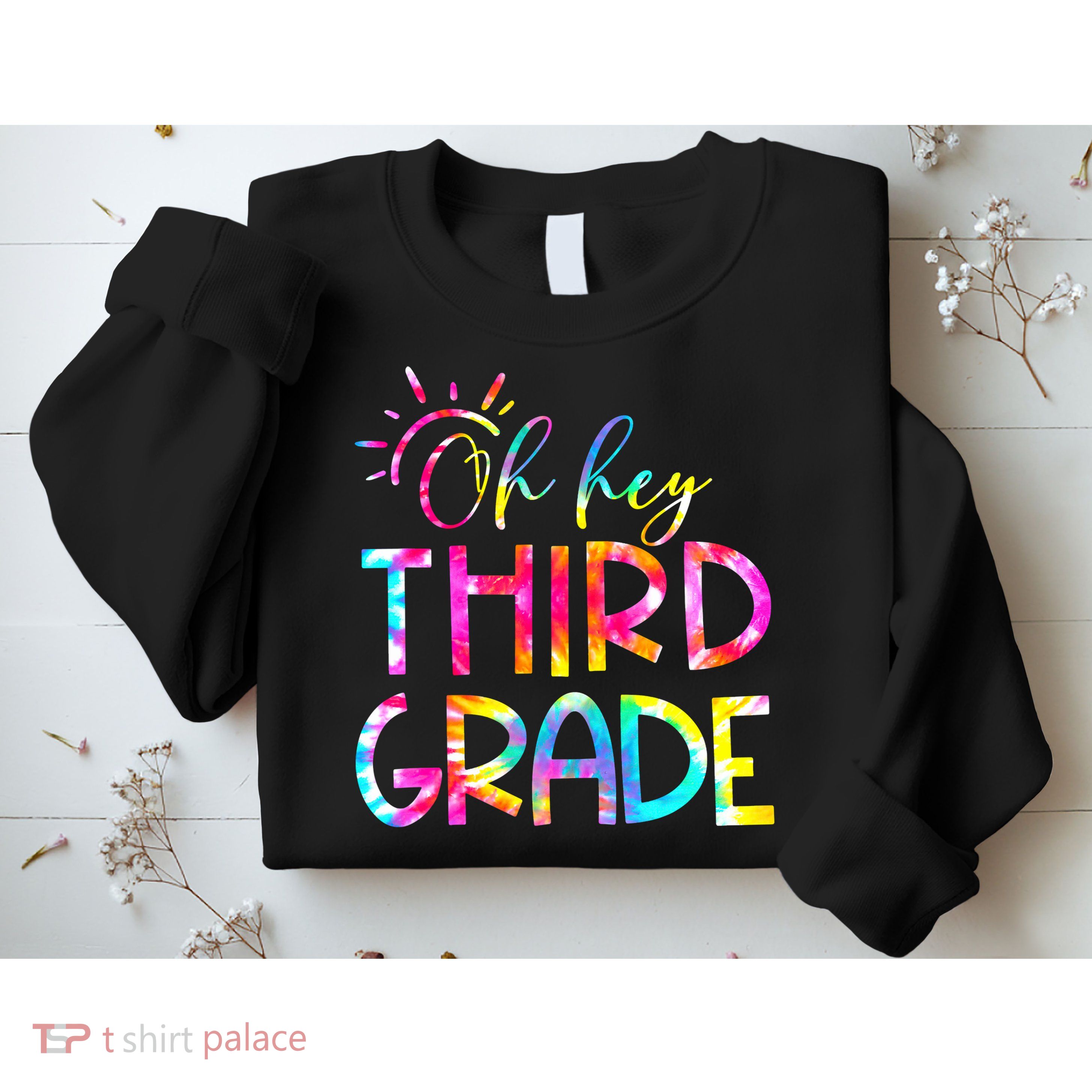 Tie Dye Hello 3rd Third Grade Teacher Student Back To School Sweatshirt