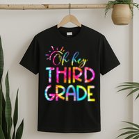 Tie Dye Hello 3rd Third Grade Teacher Student Back To School T-Shirt