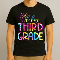 Tie Dye Hello 3rd Third Grade Teacher Student Back To School T-Shirt