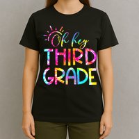Tie Dye Hello 3rd Third Grade Teacher Student Back To School T-Shirt