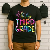 Tie Dye Hello 3rd Third Grade Teacher Student Back To School T-Shirt