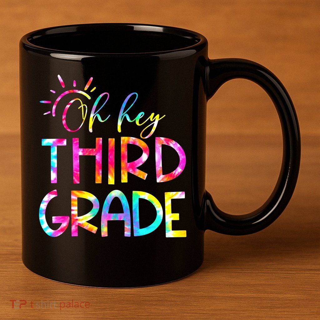 Tie Dye Hello 3rd Third Grade Teacher Student Back To School 11oz C Handle Ceramic Mug