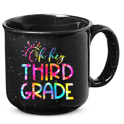 Tie Dye Hello 3rd Third Grade Teacher Student Back To School 15oz Campfire Ceramic Mug