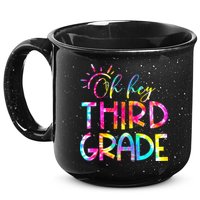 Tie Dye Hello 3rd Third Grade Teacher Student Back To School 15oz Campfire Ceramic Mug