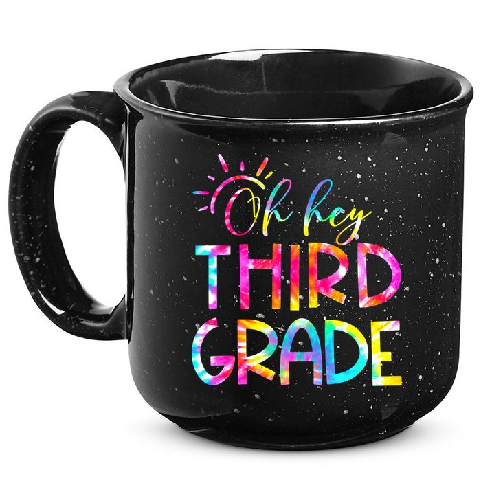 Tie Dye Hello 3rd Third Grade Teacher Student Back To School 15oz Campfire Ceramic Mug