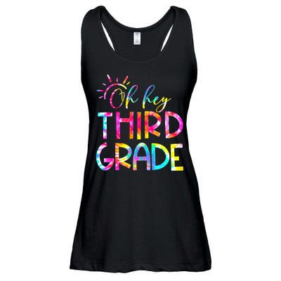Tie Dye Hello 3rd Third Grade Teacher Student Back To School Ladies Essential Flowy Tank