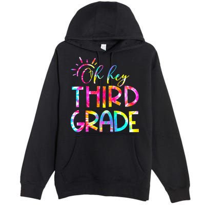 Tie Dye Hello 3rd Third Grade Teacher Student Back To School Premium Pullover Hoodie