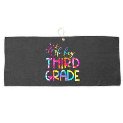 Tie Dye Hello 3rd Third Grade Teacher Student Back To School Large Microfiber Waffle Golf Towel