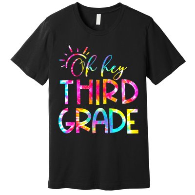 Tie Dye Hello 3rd Third Grade Teacher Student Back To School Premium T-Shirt