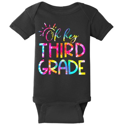 Tie Dye Hello 3rd Third Grade Teacher Student Back To School Baby Bodysuit