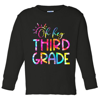 Tie Dye Hello 3rd Third Grade Teacher Student Back To School Toddler Long Sleeve Shirt
