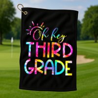 Tie Dye Hello 3rd Third Grade Teacher Student Back To School Golf Towel