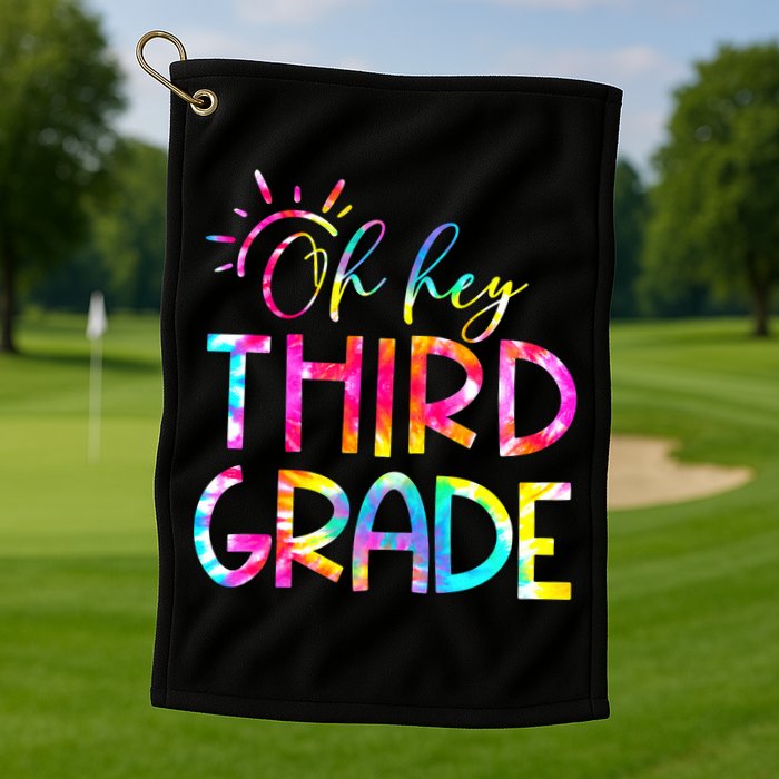 Tie Dye Hello 3rd Third Grade Teacher Student Back To School Golf Towel