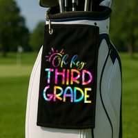 Tie Dye Hello 3rd Third Grade Teacher Student Back To School Golf Towel