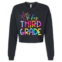 Tie Dye Hello 3rd Third Grade Teacher Student Back To School Cropped Pullover Crew