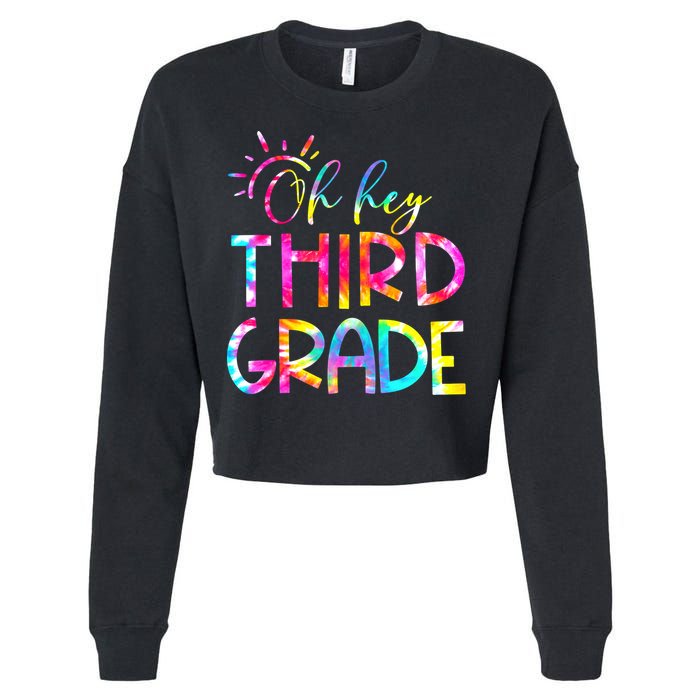 Tie Dye Hello 3rd Third Grade Teacher Student Back To School Cropped Pullover Crew