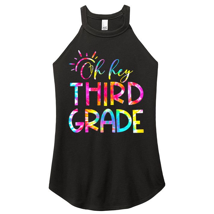 Tie Dye Hello 3rd Third Grade Teacher Student Back To School Women's Perfect Tri Rocker Tank