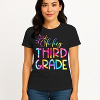 Tie Dye Hello 3rd Third Grade Teacher Student Back To School Womens T-Shirt
