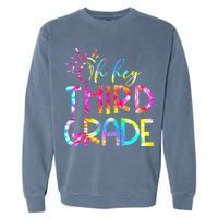 Tie Dye Hello 3rd Third Grade Teacher Student Back To School Garment-Dyed Sweatshirt