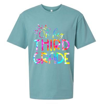 Tie Dye Hello 3rd Third Grade Teacher Student Back To School Sueded Cloud Jersey T-Shirt
