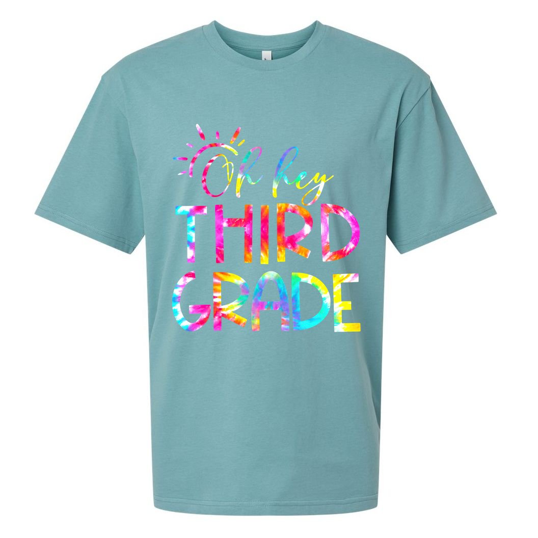 Tie Dye Hello 3rd Third Grade Teacher Student Back To School Sueded Cloud Jersey T-Shirt