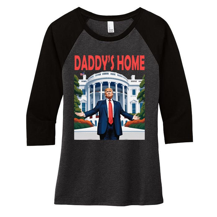 Trump Daddys Home White House Women's Tri-Blend 3/4-Sleeve Raglan Shirt