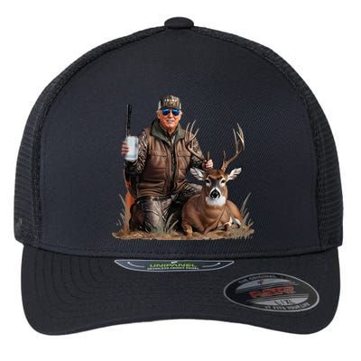 Trump Deer Hunting Donald Trump Old School Camouflage Flexfit Unipanel Trucker Cap