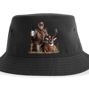 Trump Deer Hunting Donald Trump Old School Camouflage Sustainable Bucket Hat