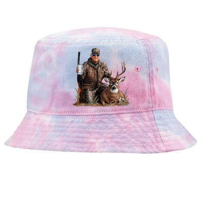 Trump Deer Hunting Donald Trump Old School Camouflage Tie-Dyed Bucket Hat