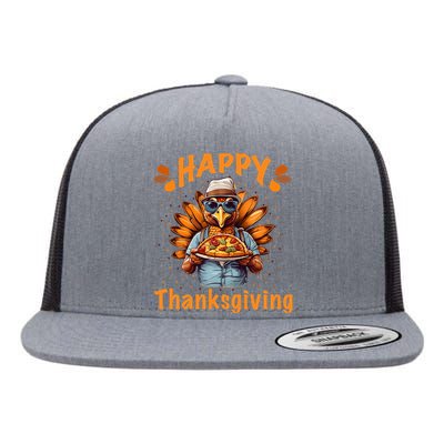 turkey day Happy thanksgiving family dinner  Flat Bill Trucker Hat