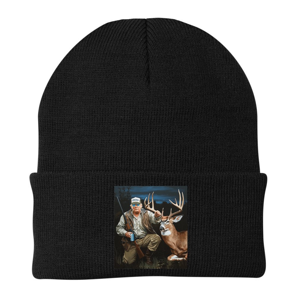 Trump Deer Hunting Donald Trump Old School Camouflage Beanie