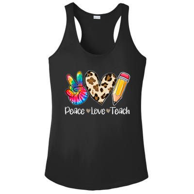 Tie Dye Hippie Peace Love Teach Teacher Appreciation Ladies PosiCharge Competitor Racerback Tank