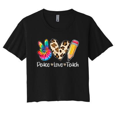 Tie Dye Hippie Peace Love Teach Teacher Appreciation Crop Top
