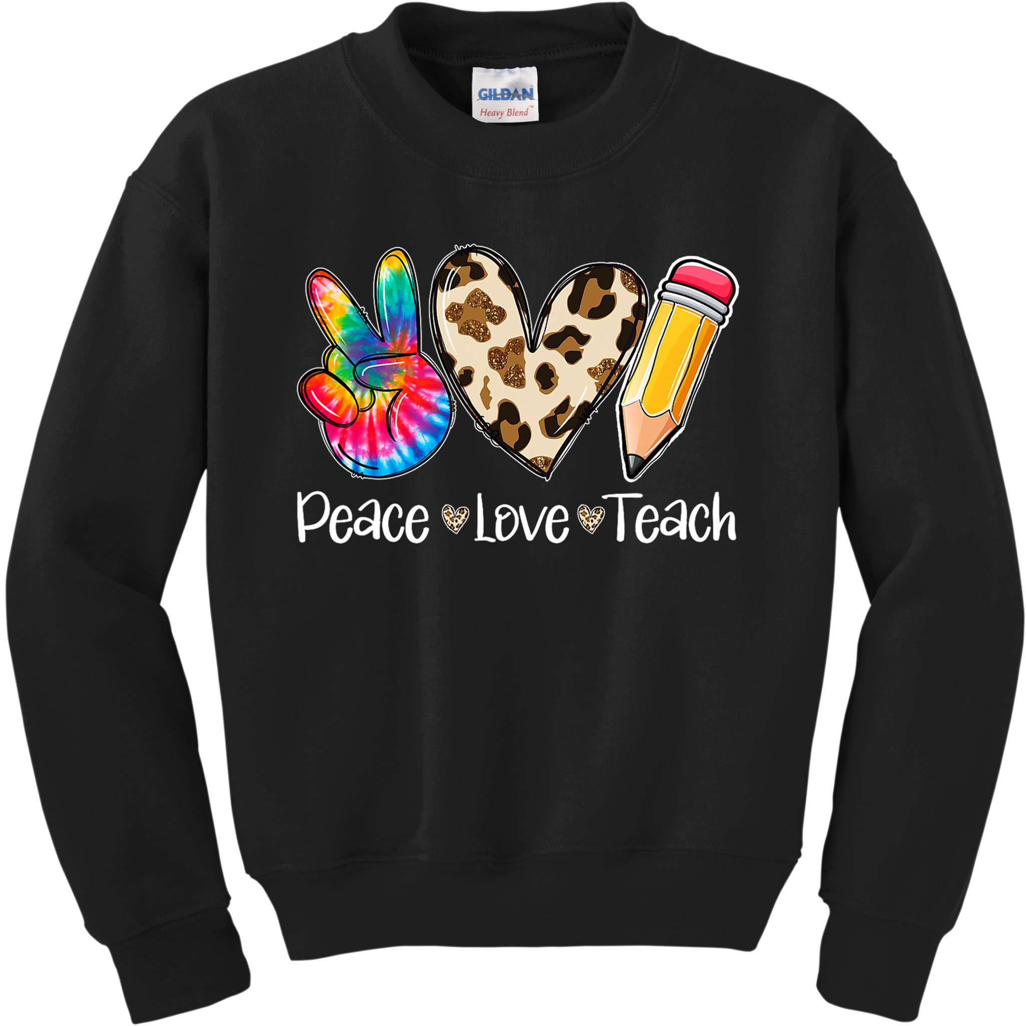 Tie Dye Hippie Peace Love Teach Teacher Appreciation Kids Sweatshirt