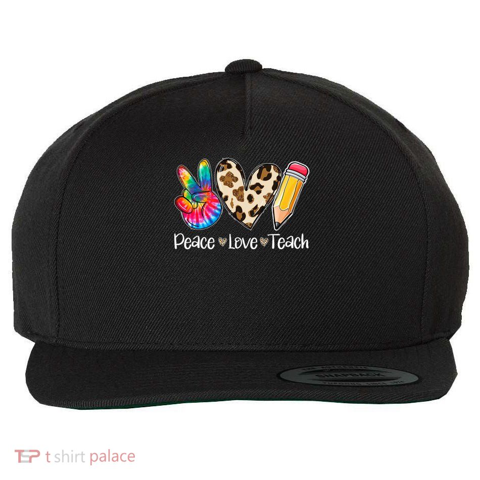 Tie Dye Hippie Peace Love Teach Teacher Appreciation Wool Snapback Cap