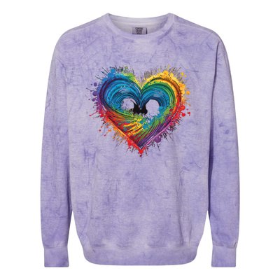 Tie Dye Heart Valentines Day Graphic Design Colorblast Crewneck Sweatshirt