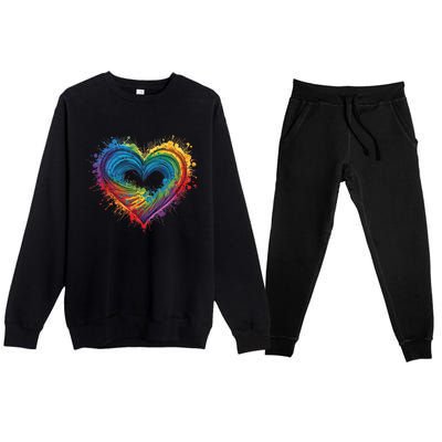 Tie Dye Heart Valentines Day Graphic Design Premium Crewneck Sweatsuit Set