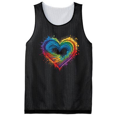 Tie Dye Heart Valentines Day Graphic Design Mesh Reversible Basketball Jersey Tank