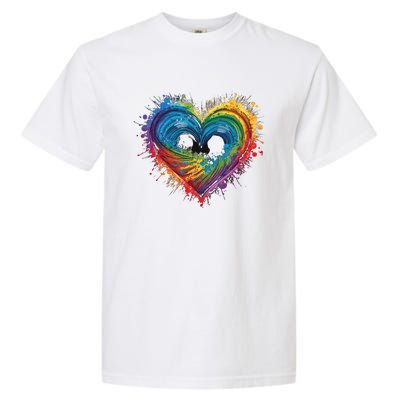 Tie Dye Heart Valentines Day Graphic Design Garment-Dyed Heavyweight T-Shirt