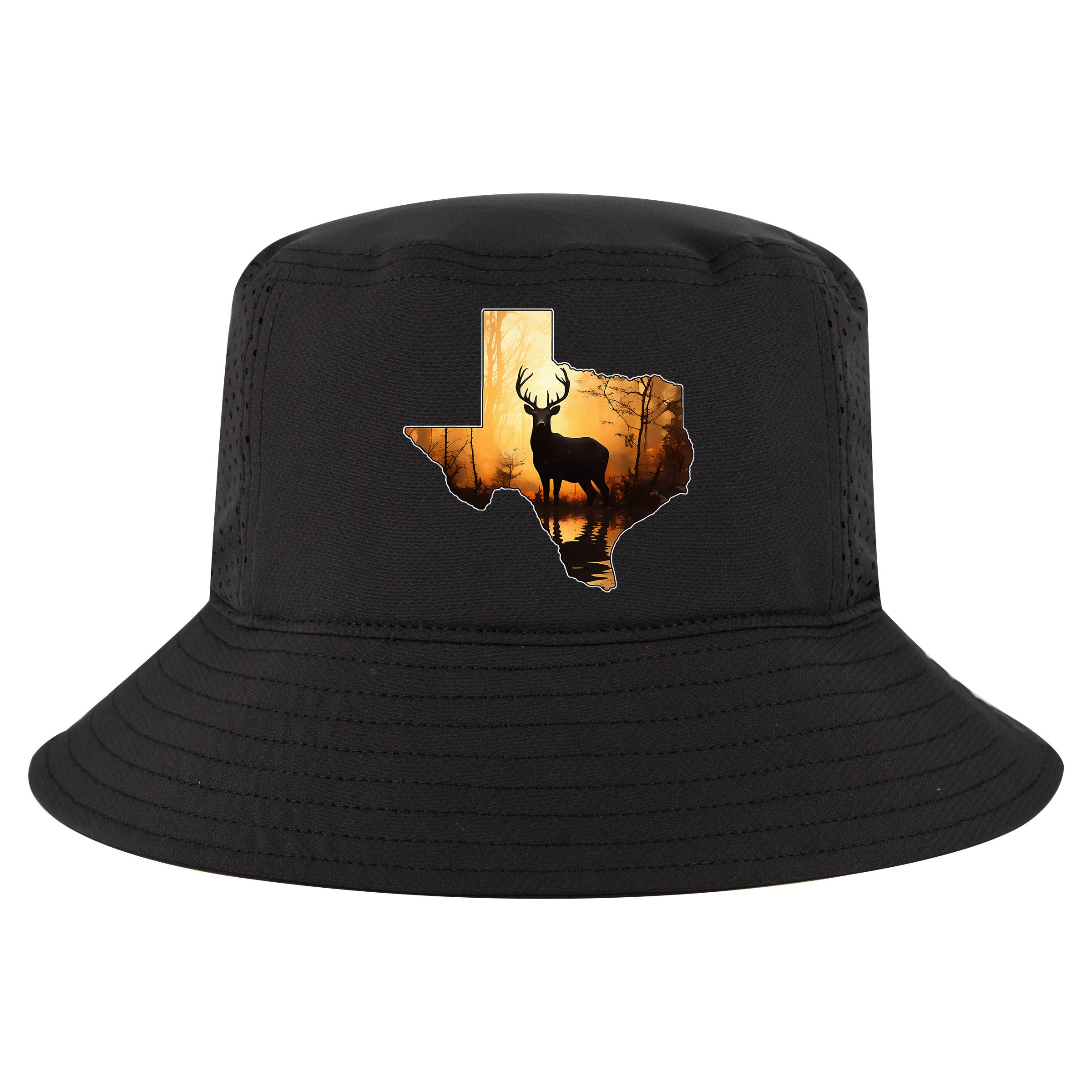 Texas Deer Hunter Forest Silhouette Texan Wildlife Lover  Cool Comfort Performance Bucket Hat
