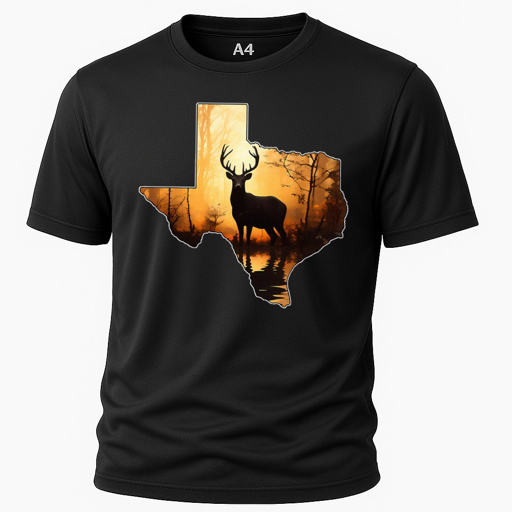 Texas Deer Hunter Forest Silhouette Texan Wildlife Lover  Cooling Performance Crew T-Shirt