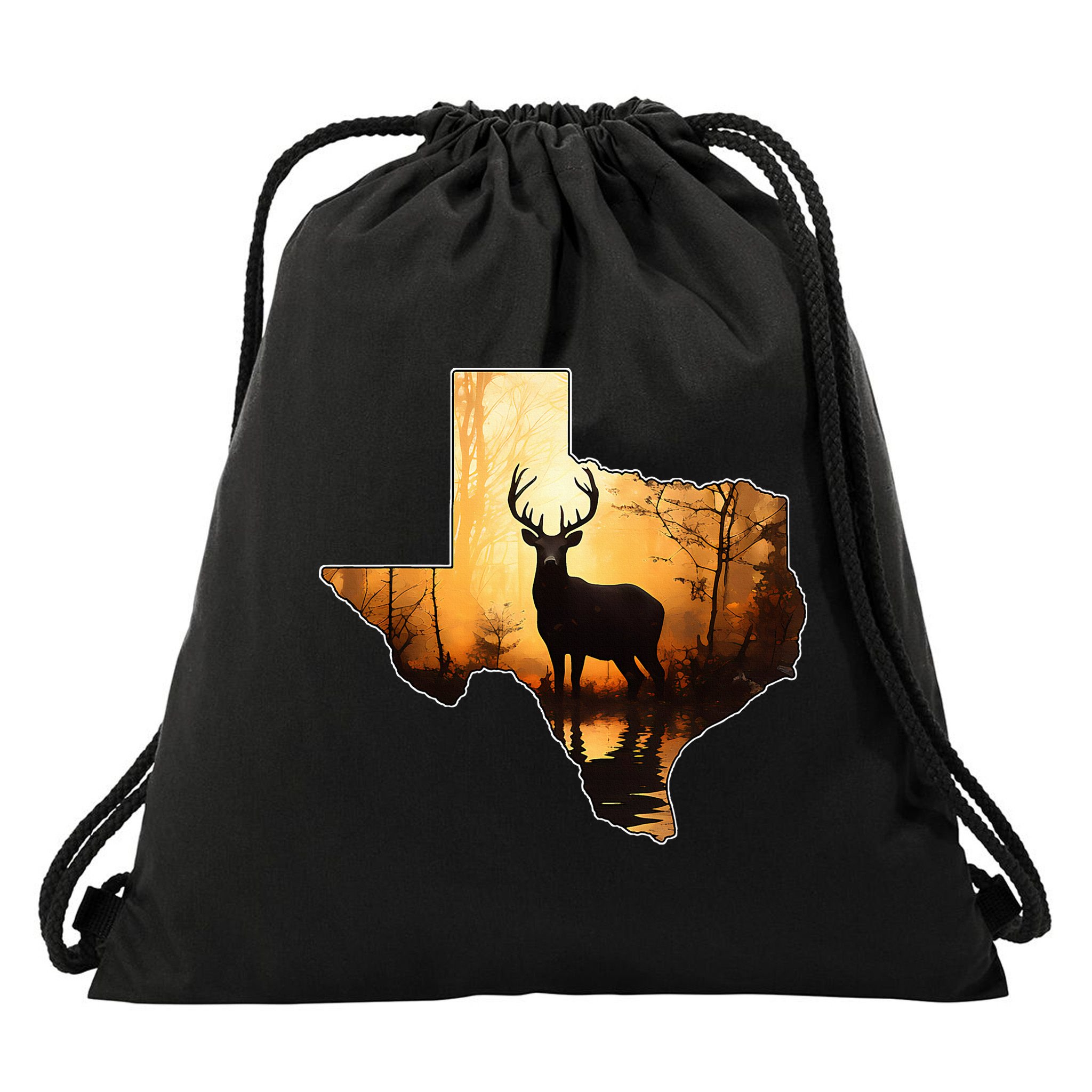 Texas Deer Hunter Forest Silhouette Texan Wildlife Lover  Drawstring Bag