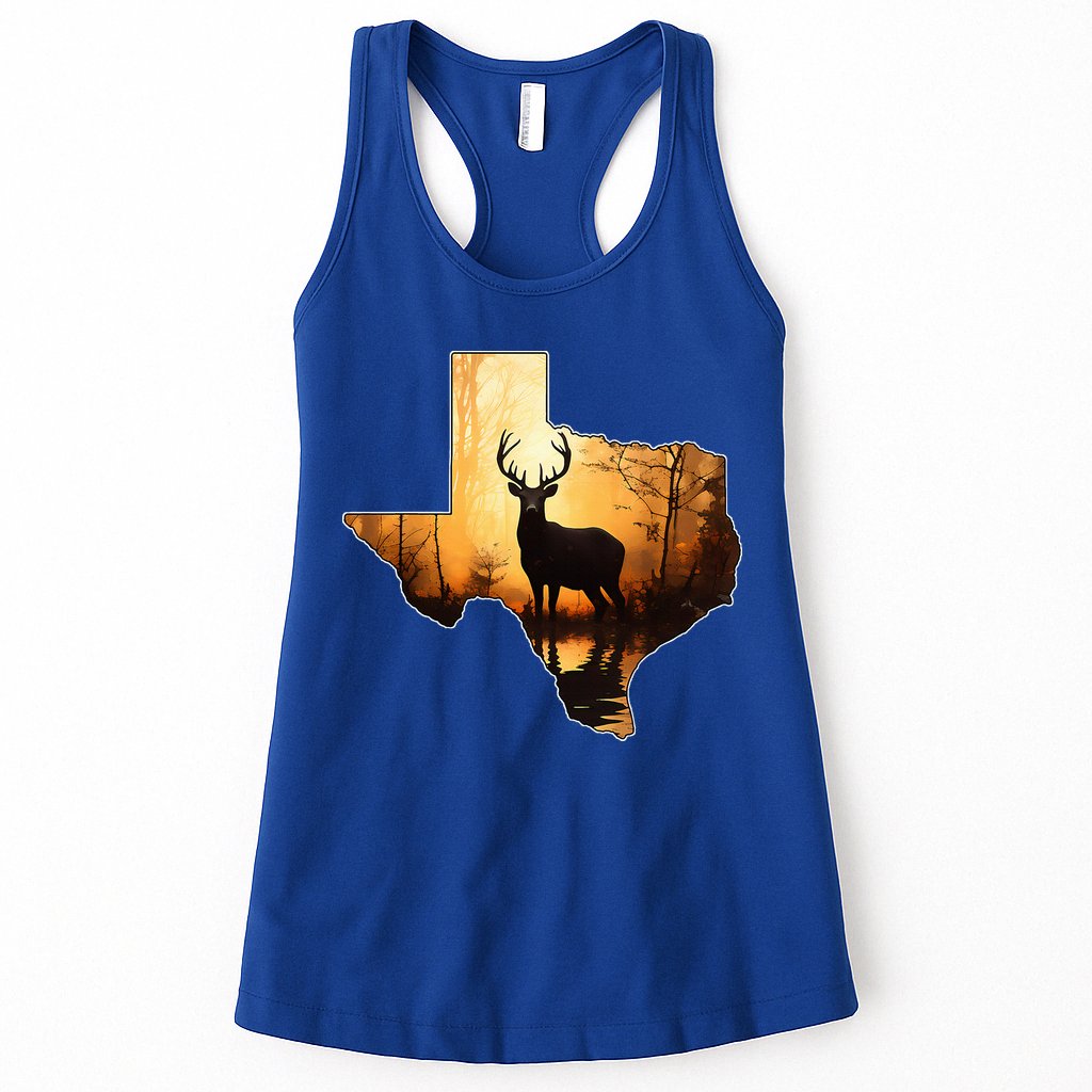 Texas Deer Hunter Forest Silhouette Texan Wildlife Lover  Womens Tank Top