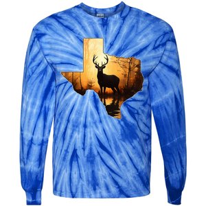 Texas Deer Hunter Forest Silhouette Texan Wildlife Lover  Tie-Dye Long Sleeve Shirt